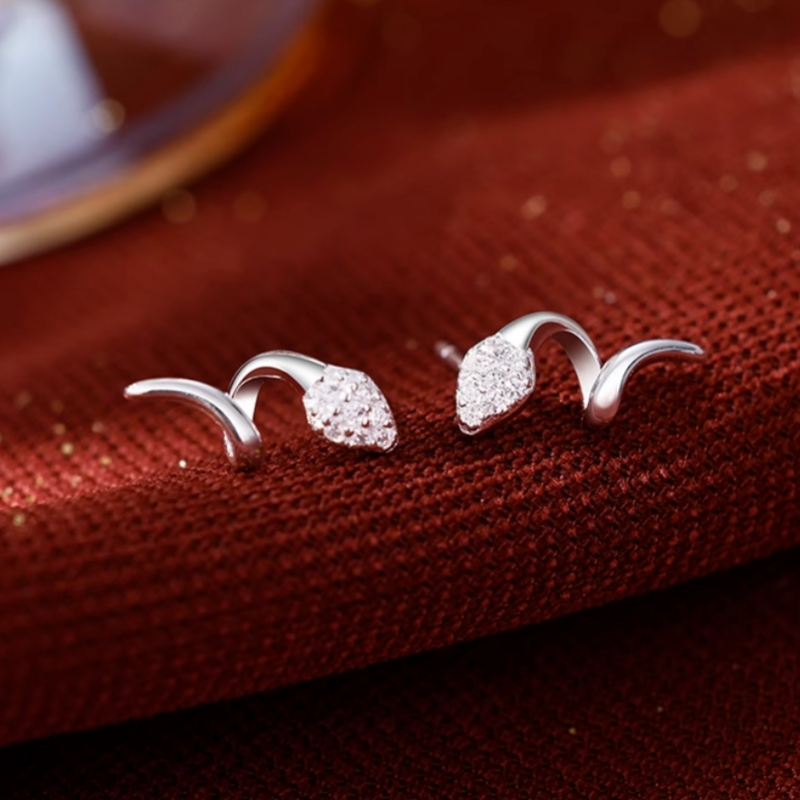 Sterling Silver Snake Stud Earrings
