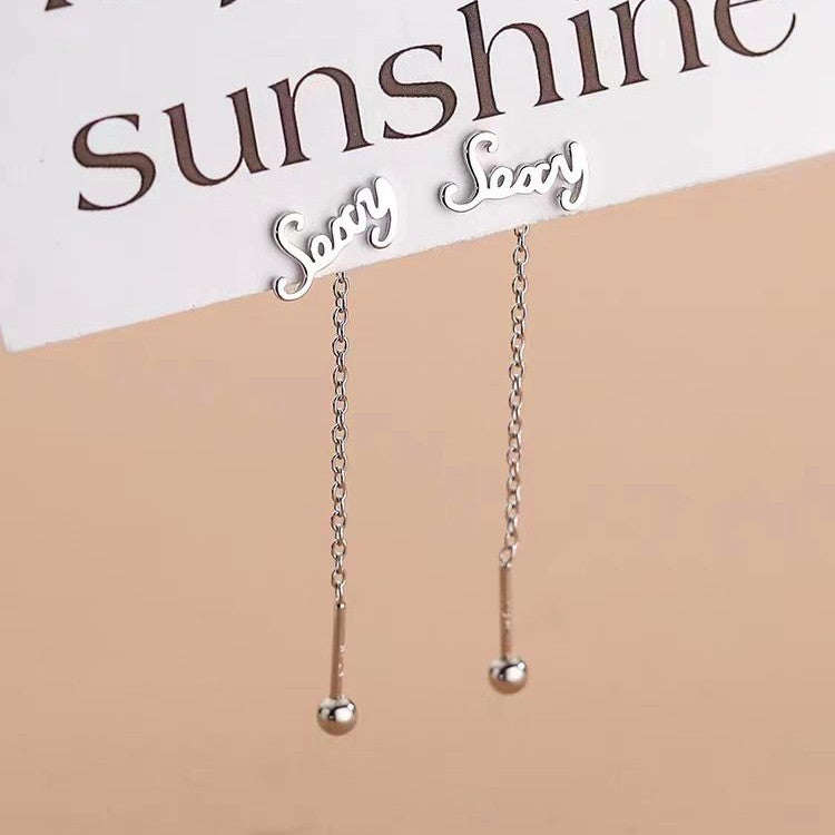 Sterling Silver Sorry Threader Earrings