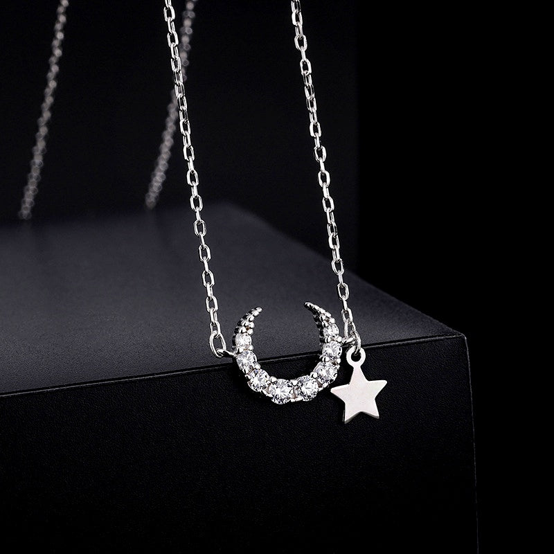 Sterling Silver Star And Moon Necklace