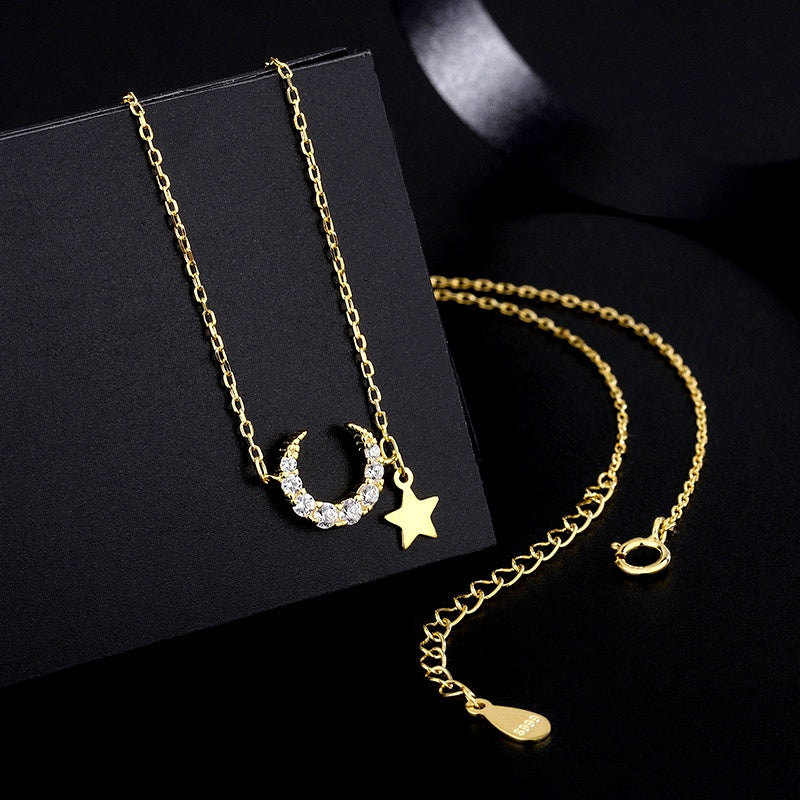 Sterling Silver Star And Moon Necklace