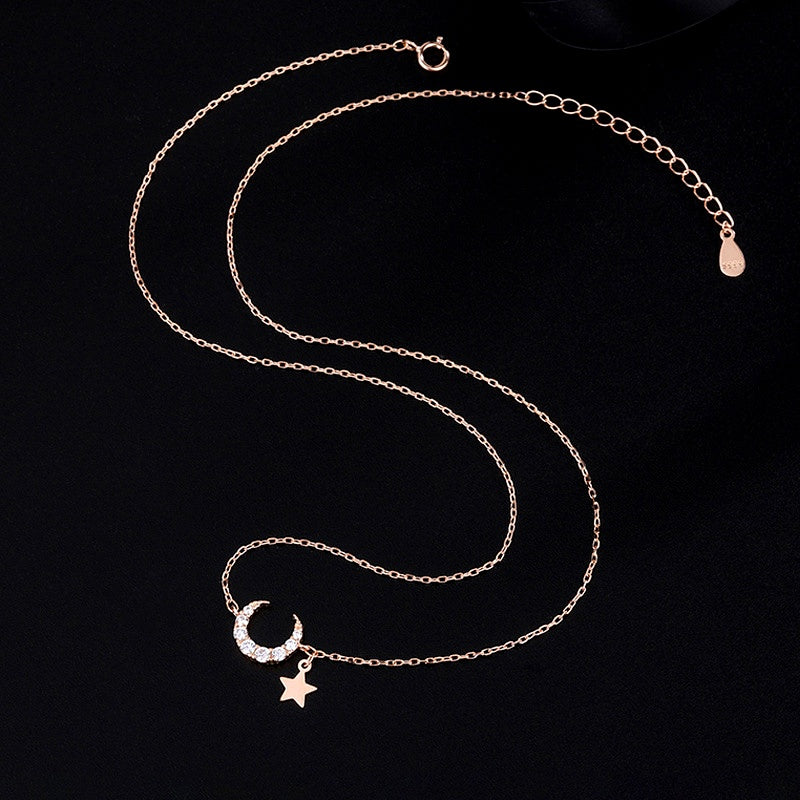 Sterling Silver Star And Moon Necklace