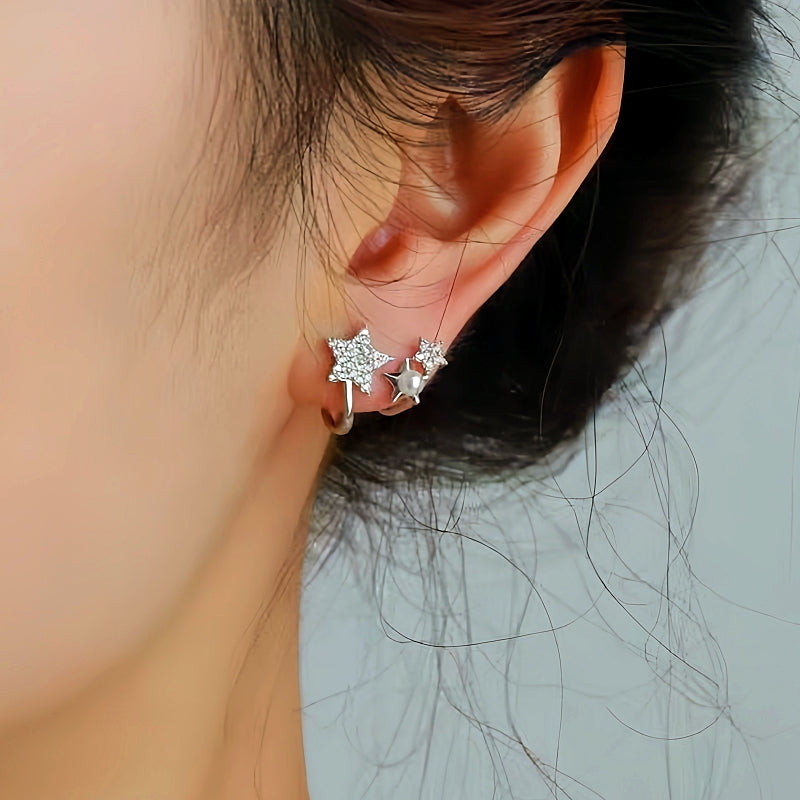 Sterling Silver Star And Pearl Studs