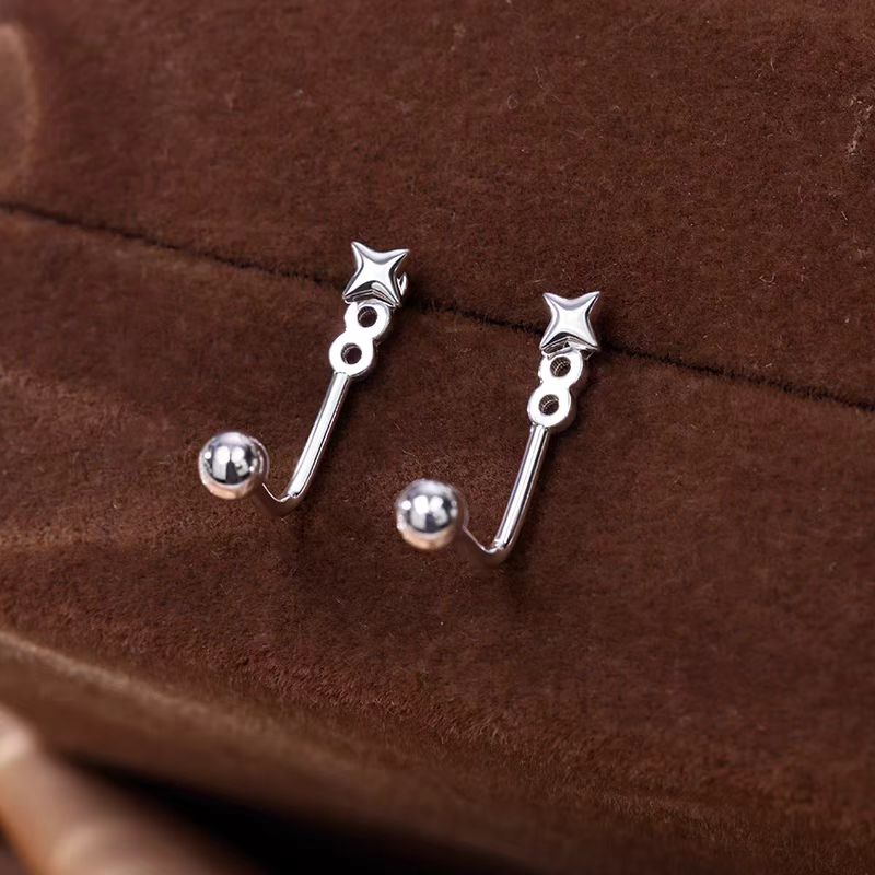 Sterling Silver Star Round Bead Earring