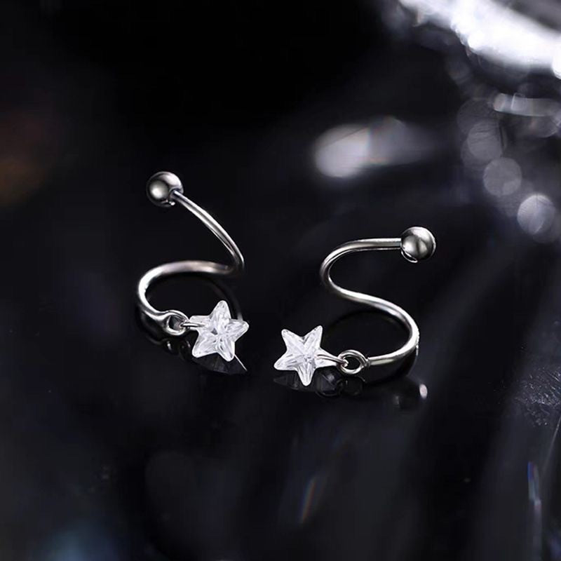 Sterling Silver Star Screw Stud Earrings