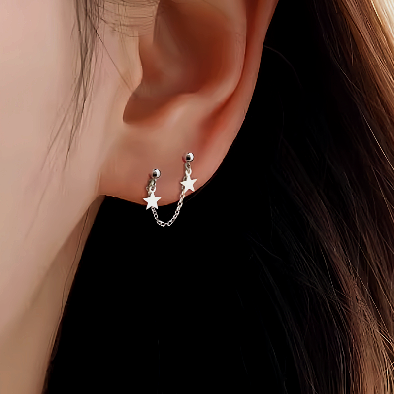 Sterling Silver Star Tassel Earrings