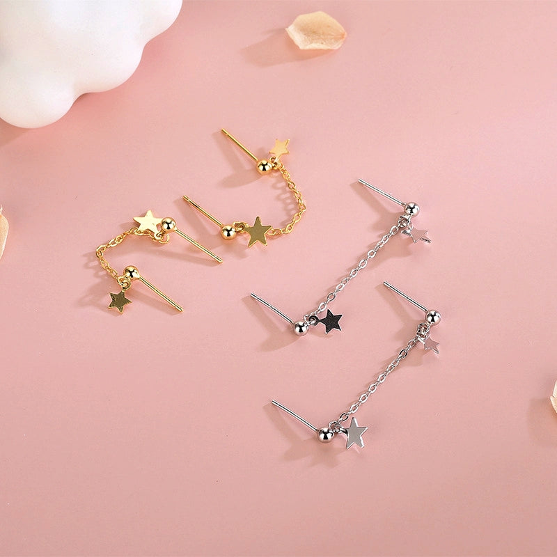 Sterling Silver Star Tassel Earrings