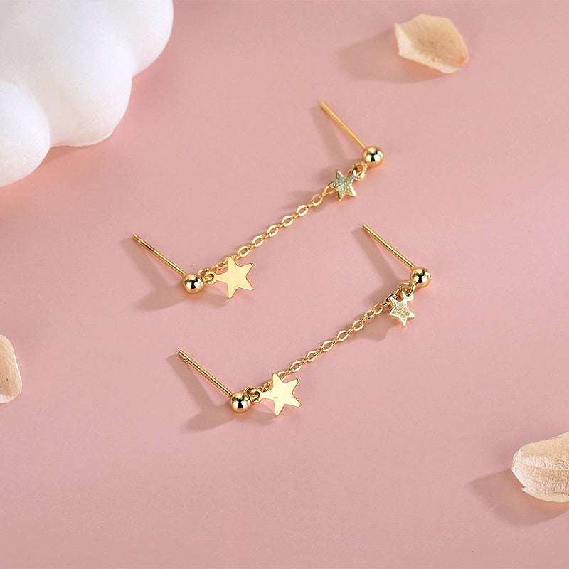 Sterling Silver Star Tassel Earrings