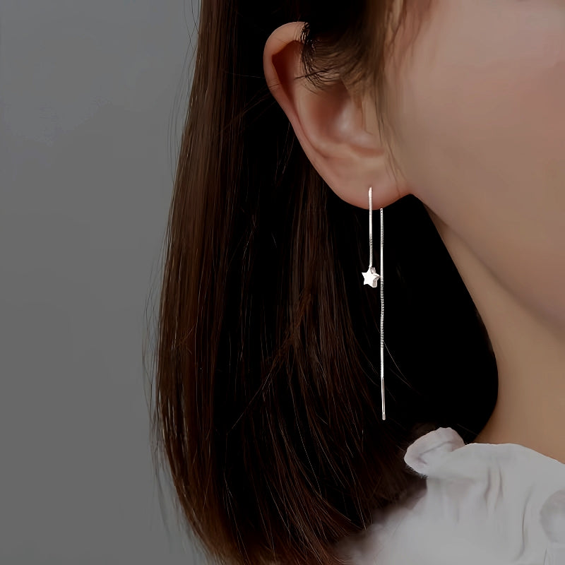 Sterling Silver Star Threader Earrings
