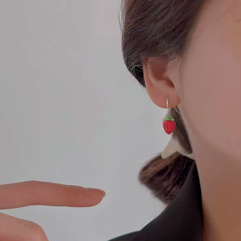 Sterling Silver Strawberry Earrings