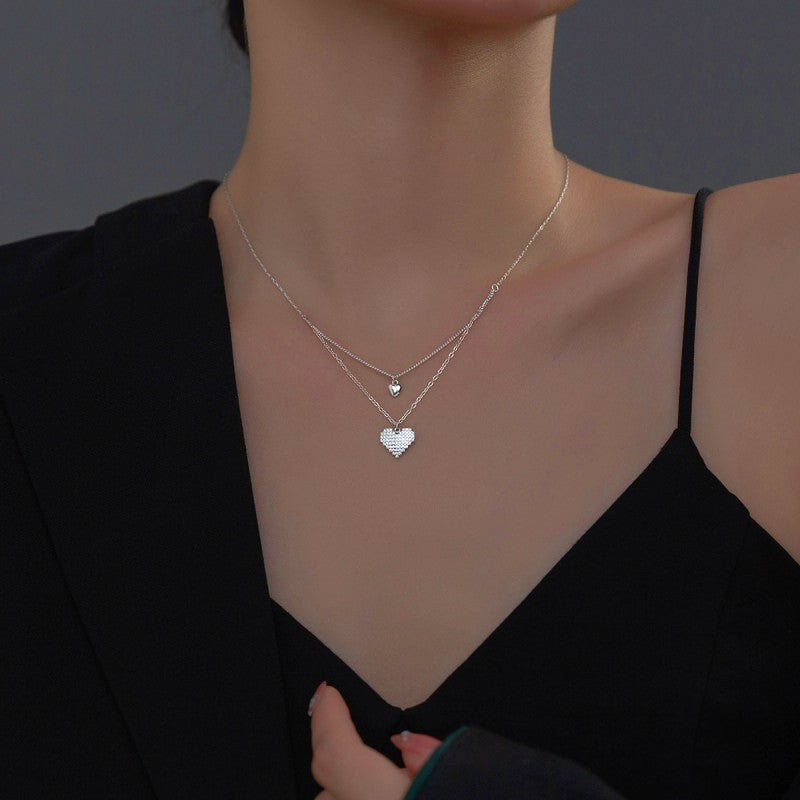 Sterling Silver Surprising Double Layer Heart Necklaces