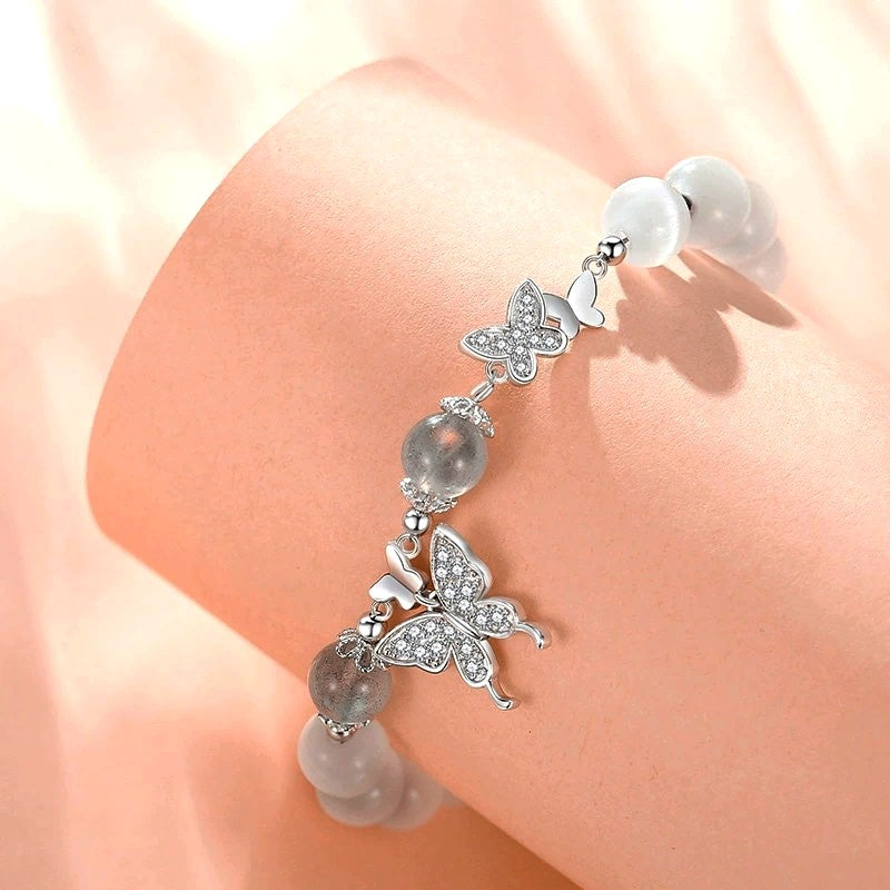 Sterling Silver Swallowtail Butterfly Bead Bracelet