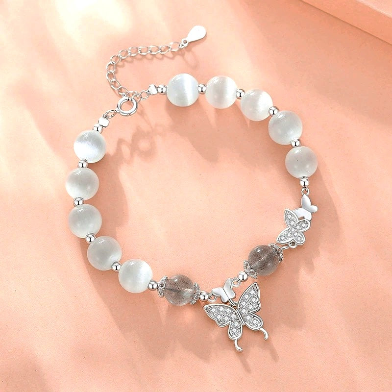 Sterling Silver Swallowtail Butterfly Bead Bracelet