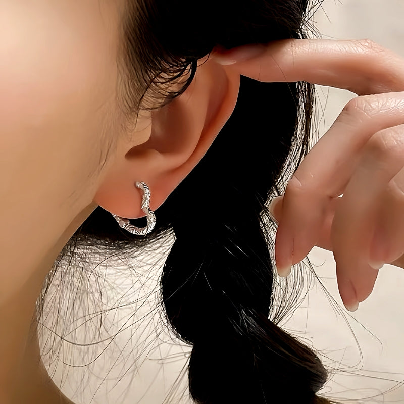 Sterling Silver Textured Heart Earrings