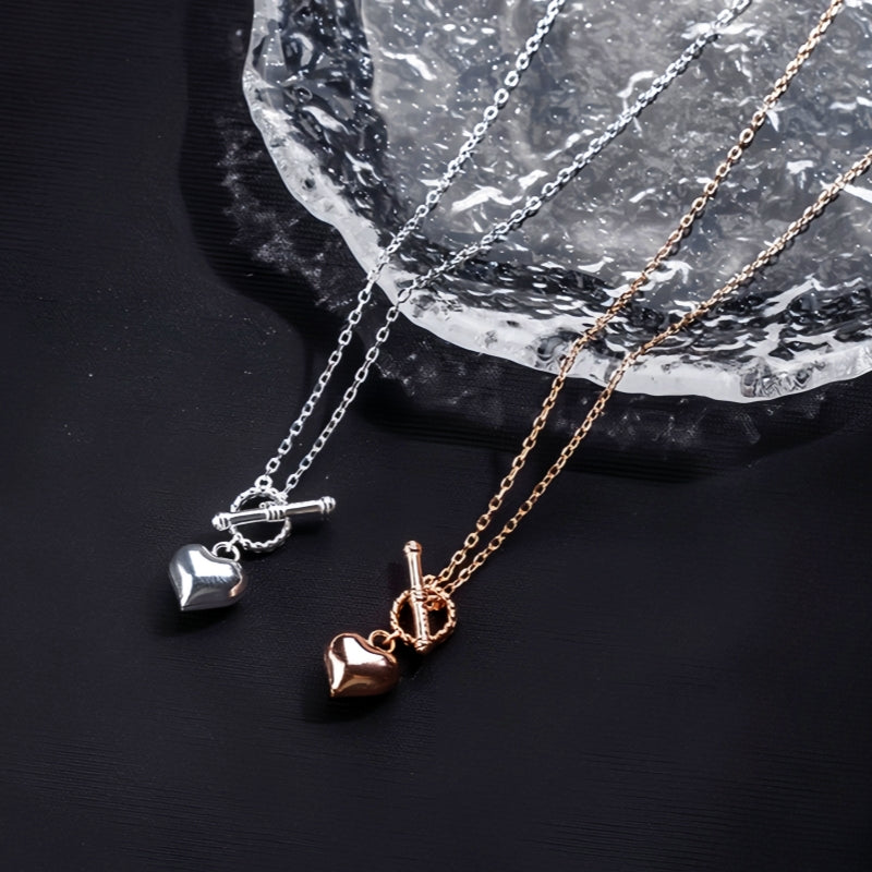 Sterling Silver Three-Dimensional Love Heart Necklaces