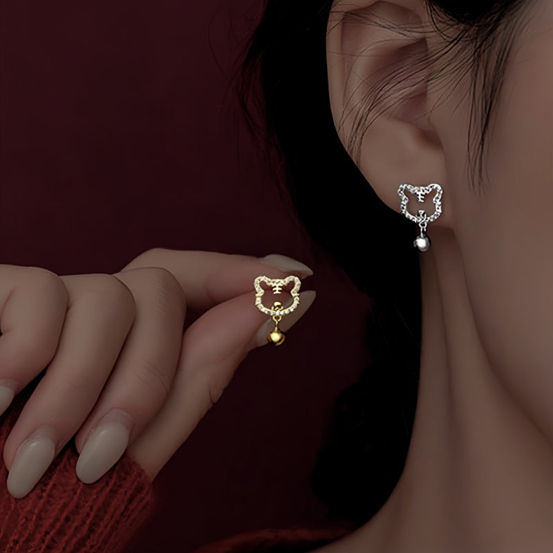 Sterling Silver Tiger Earrings