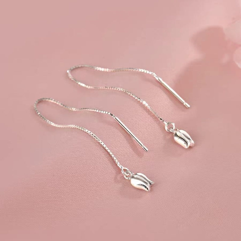 Sterling Silver Tulip Threader Earrings