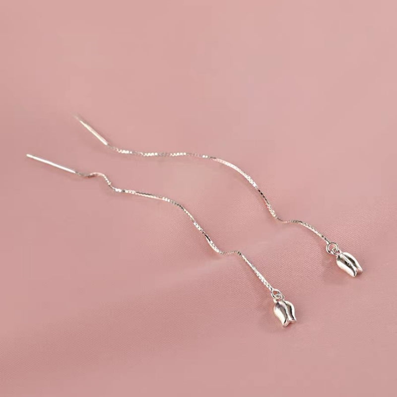 Sterling Silver Tulip Threader Earrings