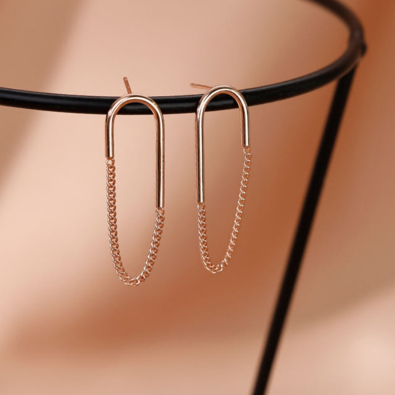 Sterling Silver U-shaped Drop Earrings