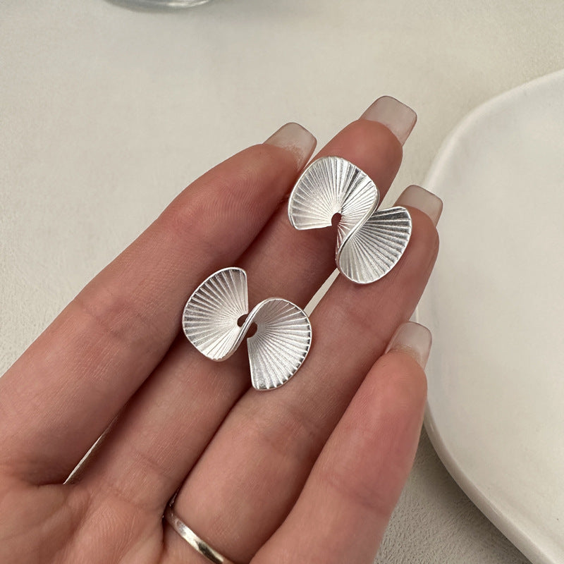 Sterling Silver Vintage Fan-Shaped Earrings