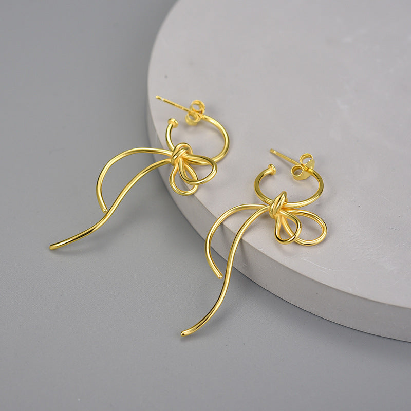 Sterling Silver Vintage Pop Bow Earrings