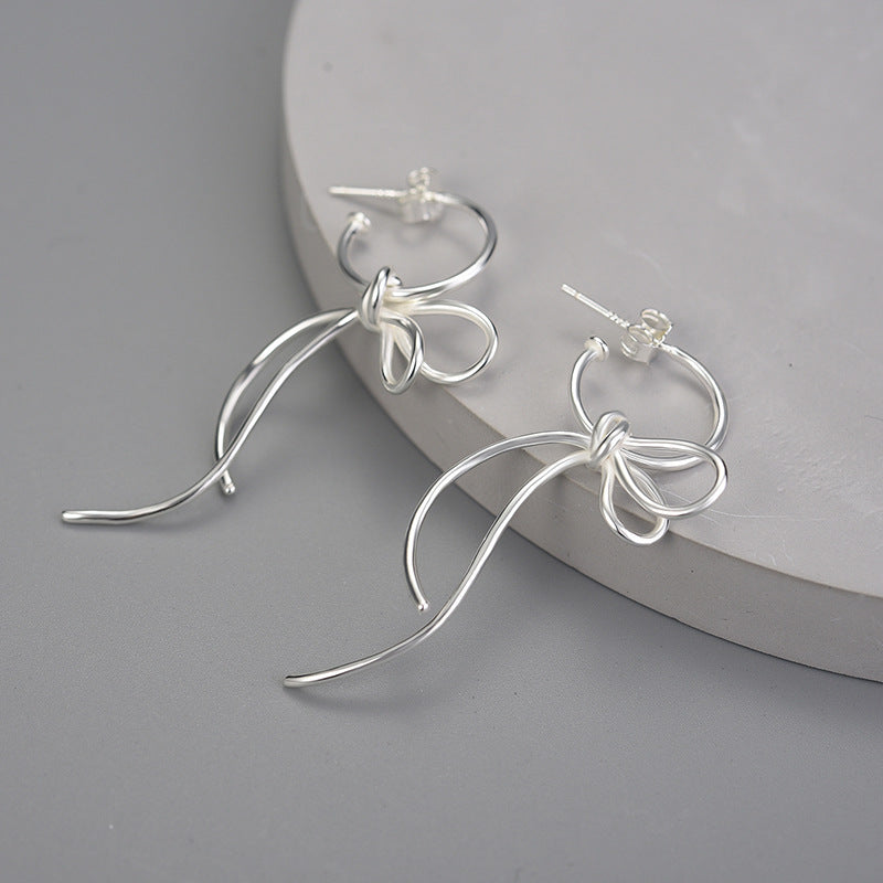 Sterling Silver Vintage Pop Bow Earrings