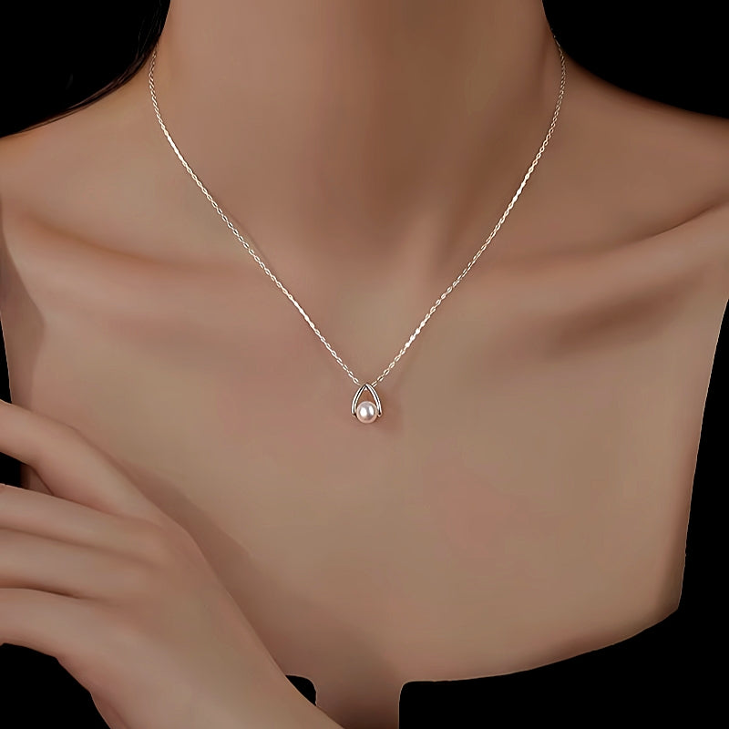 Sterling Silver Water Drop Split Pearl Necklaces