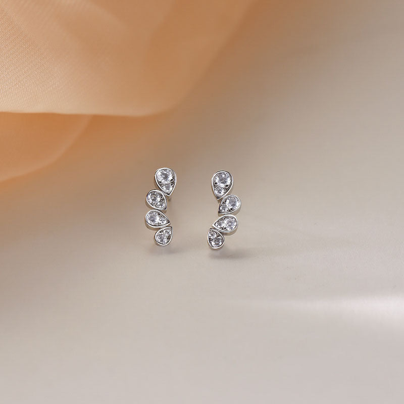 Sterling Silver Water Drop Stud Earrings
