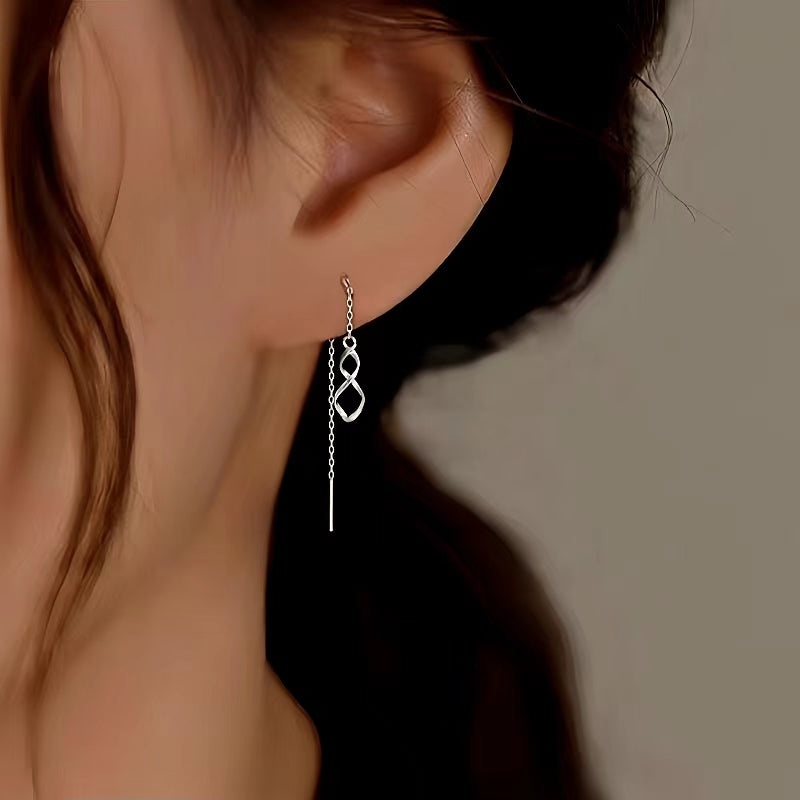 Sterling Silver Wavy Eight-Shaped Threader Earrings