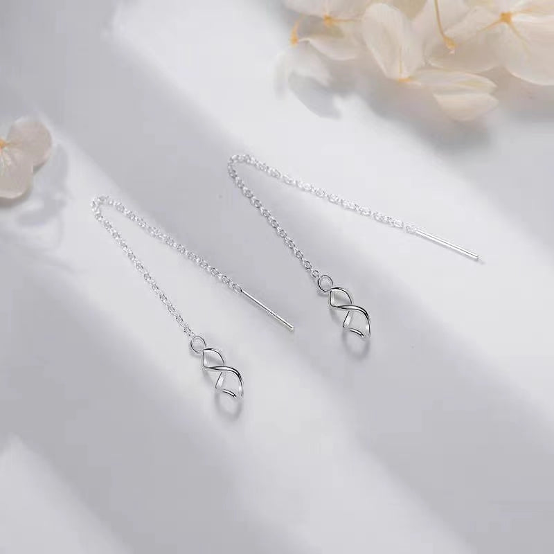 Sterling Silver Wavy Eight-Shaped Threader Earrings