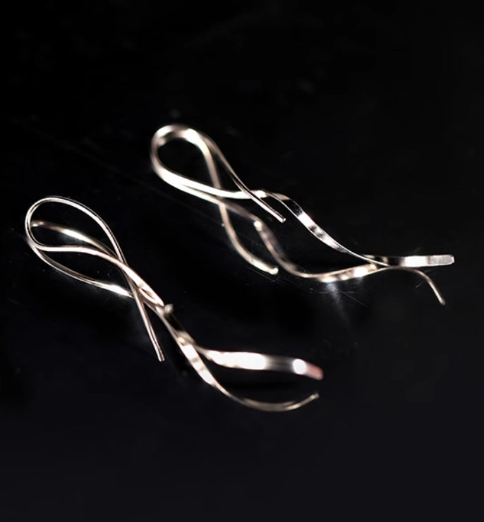 Sterling Silver Wavy Threader Earrings
