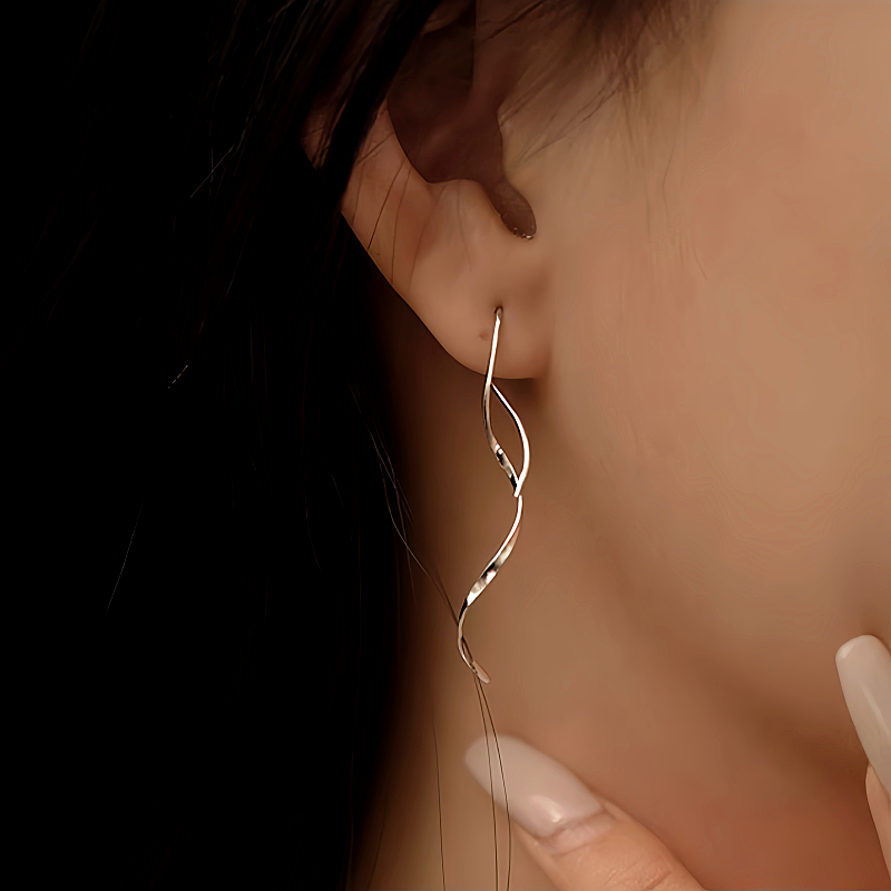 Sterling Silver Wavy Threader Earrings
