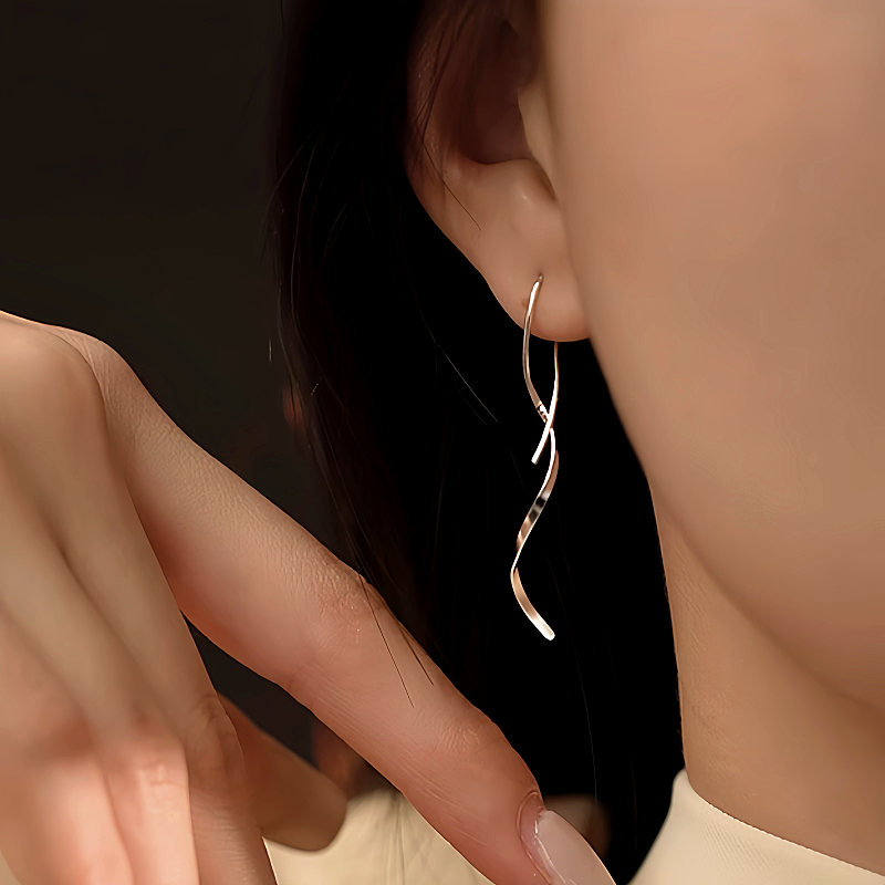 Sterling Silver Wavy Threader Earrings