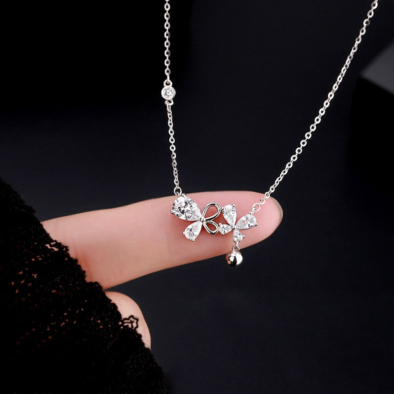 Sterling Silver Zircon Bairy Butterfly Necklace