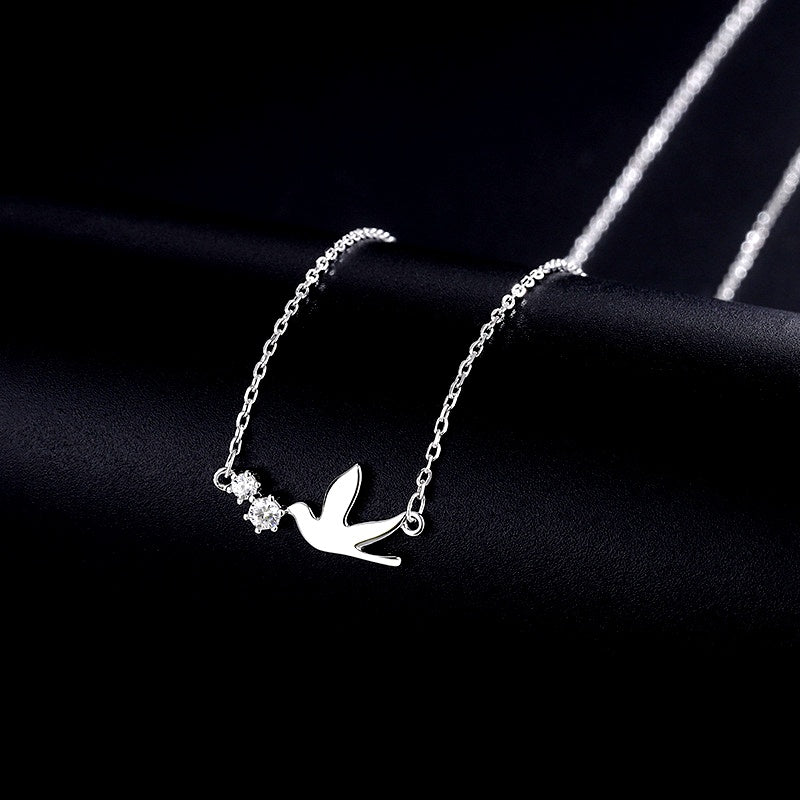 Sterling Silver Zircon Bird Necklaces