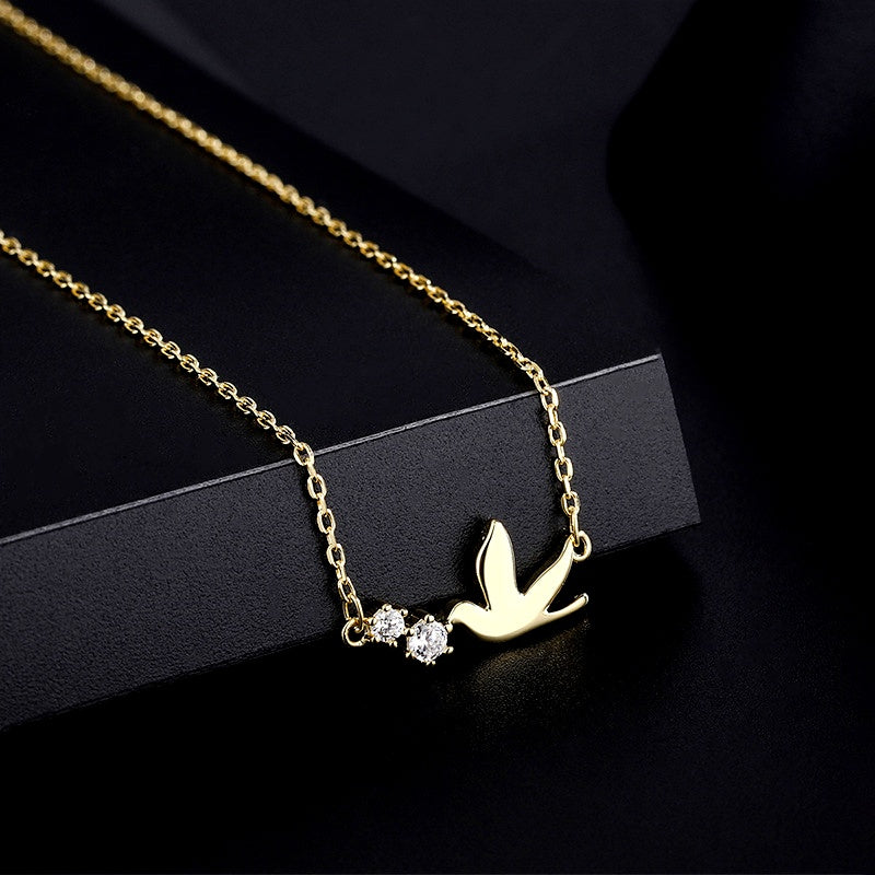 Sterling Silver Zircon Bird Necklaces