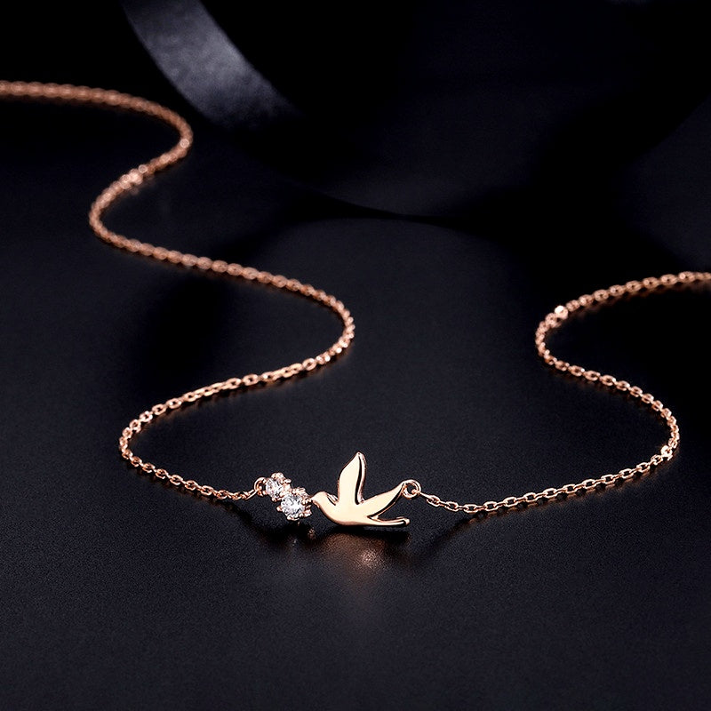 Sterling Silver Zircon Bird Necklaces