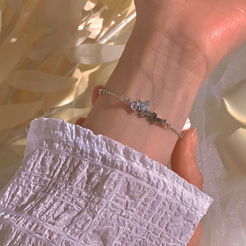 Sterling Silver Zircon Butterfly Bracelet