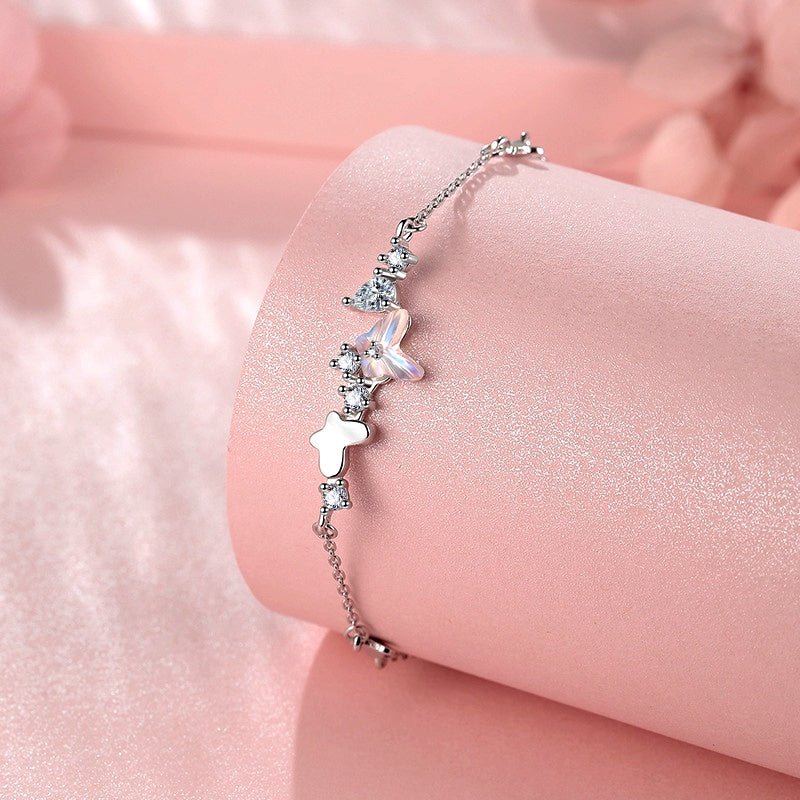 Sterling Silver Zircon Butterfly Bracelet
