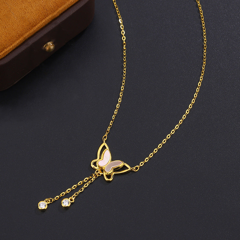 Sterling Silver Zircon Butterfly Necklace