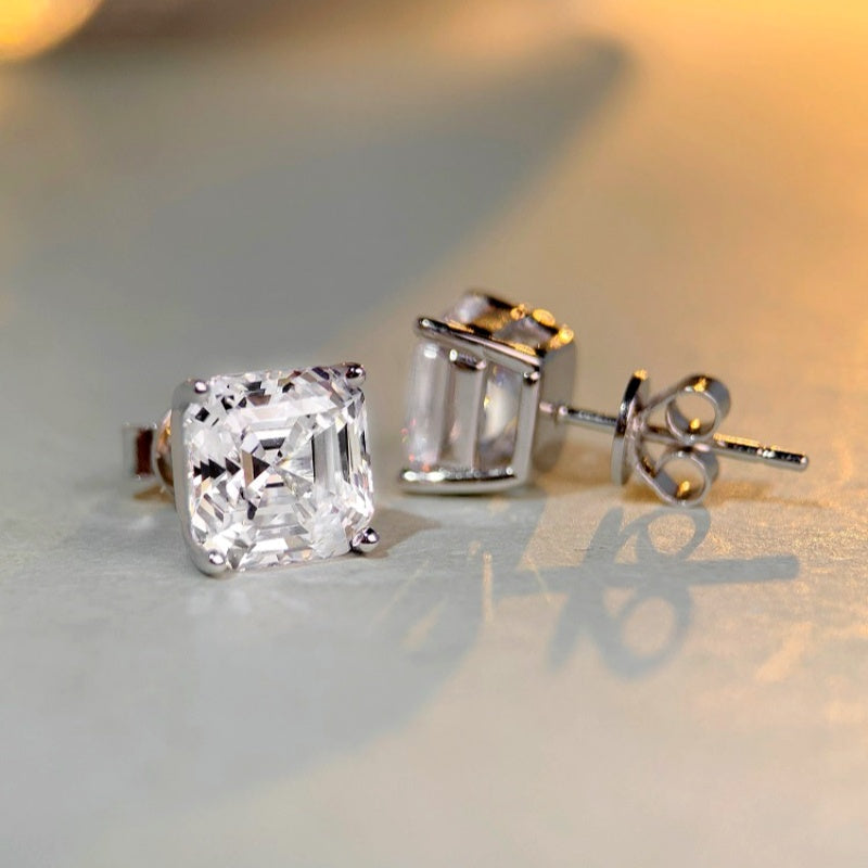 Sterling Silver Zircon Carbon Diamond Earrings And Necklace Set