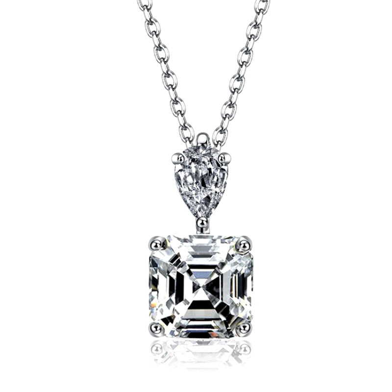 Sterling Silver Zircon Carbon Diamond Earrings And Necklace Set