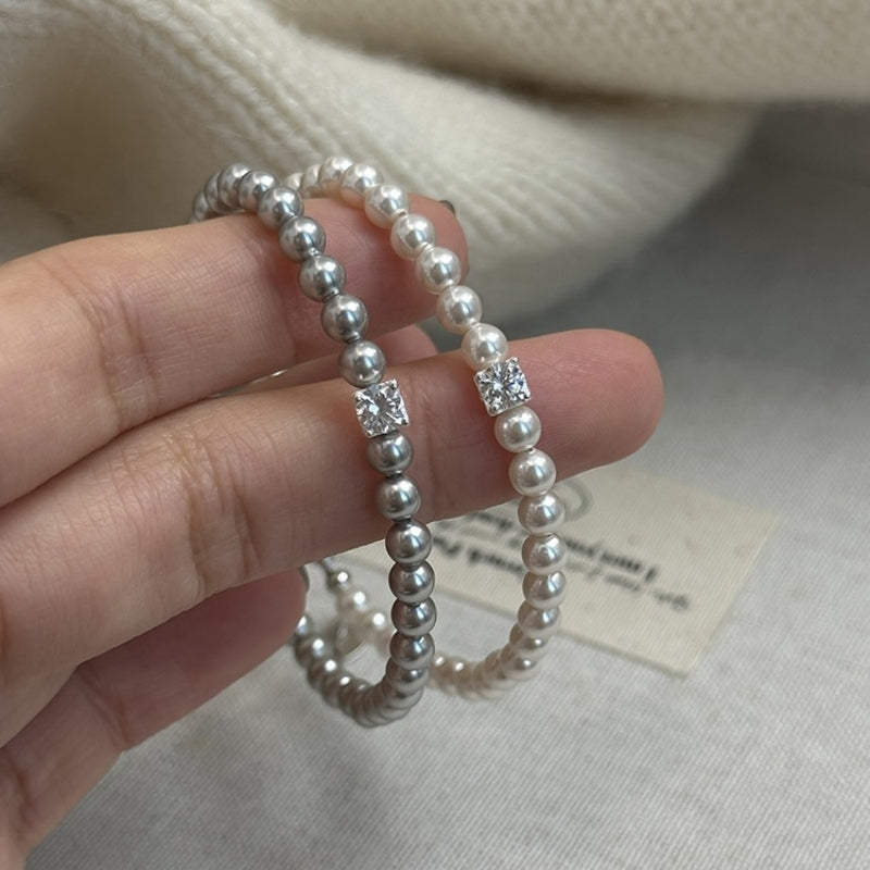 Sterling Silver Zircon Crystal Pearl bracelets