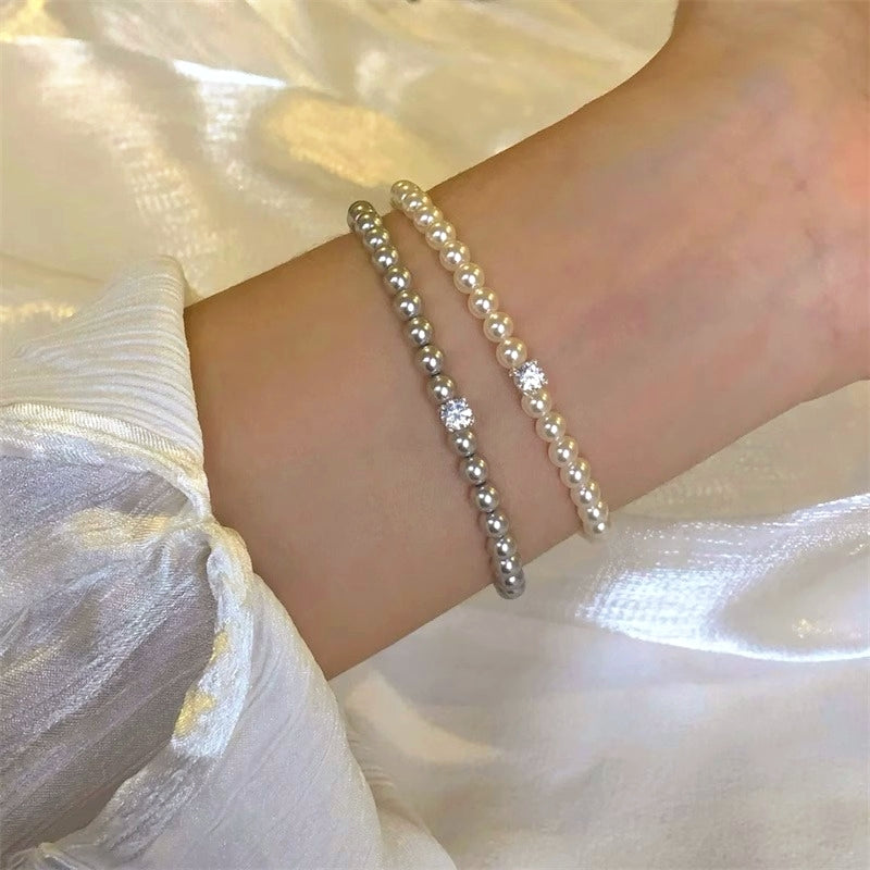 Sterling Silver Zircon Crystal Pearl bracelets