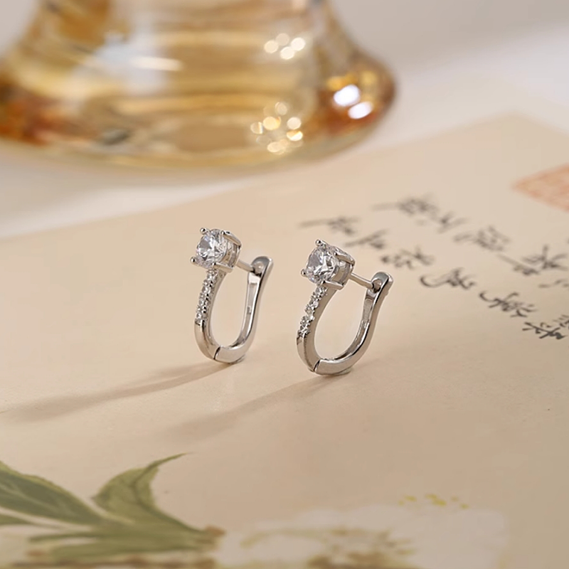Sterling Silver Zircon Diamond Earrings