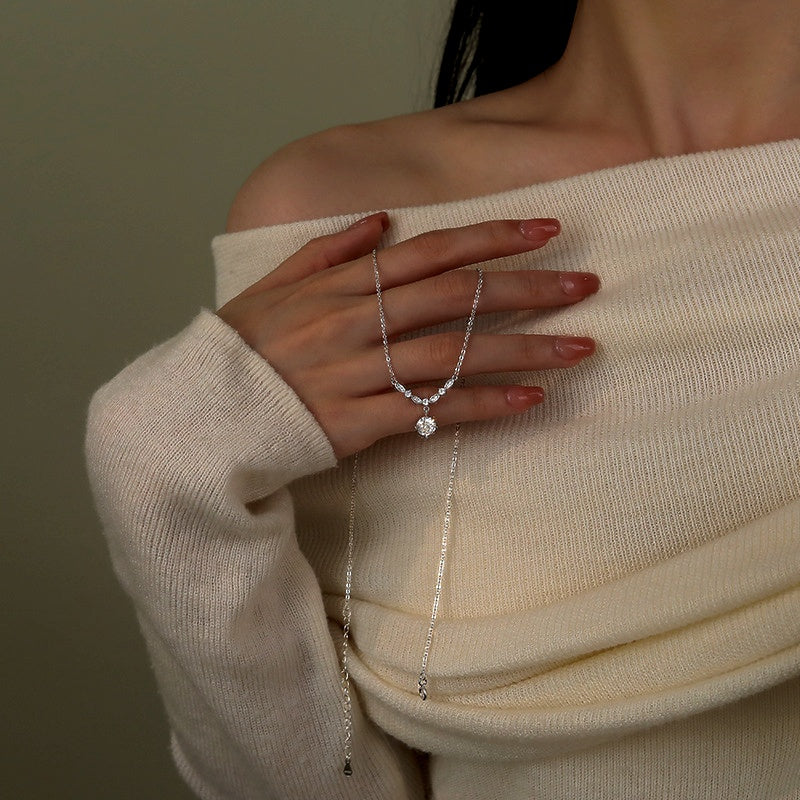 Sterling Silver Zircon Diamond Necklace