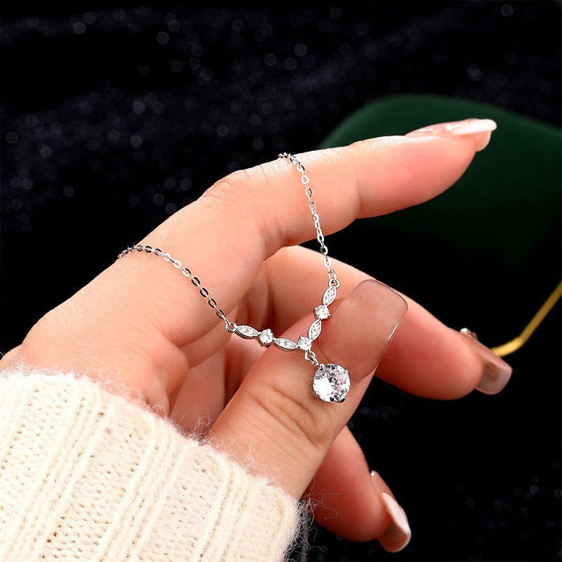 Sterling Silver Zircon Diamond Necklace