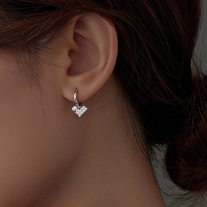 Sterling Silver Zircon Heart Earrings