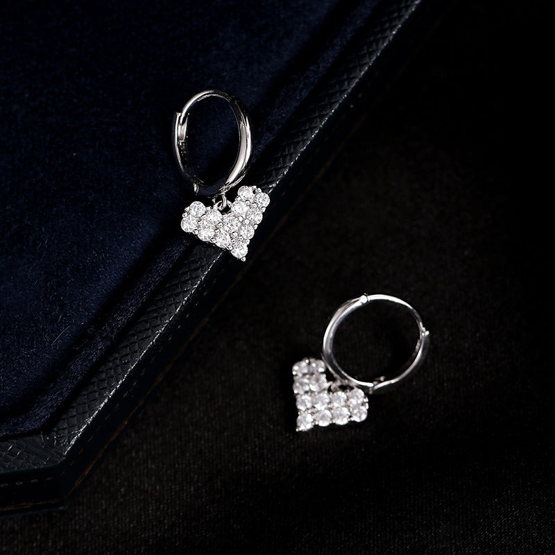 Sterling Silver Zircon Heart Earrings