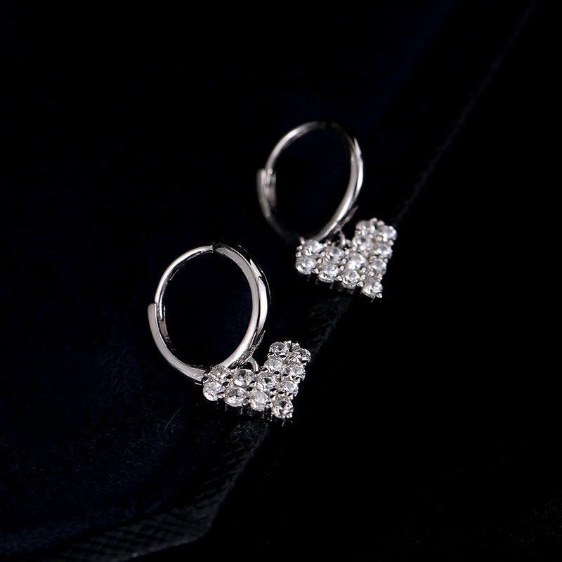 Sterling Silver Zircon Heart Earrings