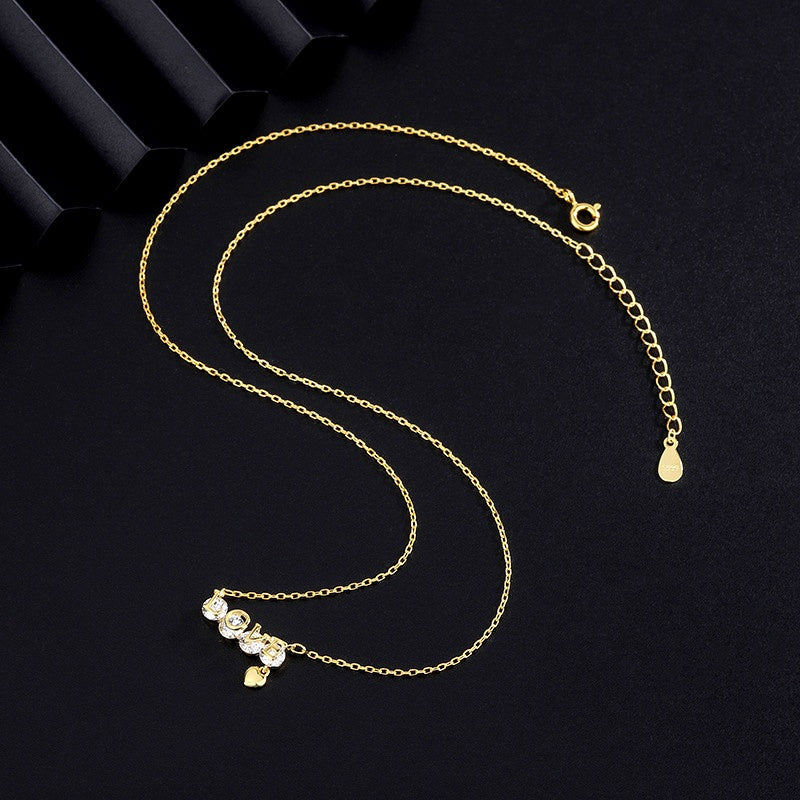 Sterling Silver Zircon Letter LOVE Necklaces